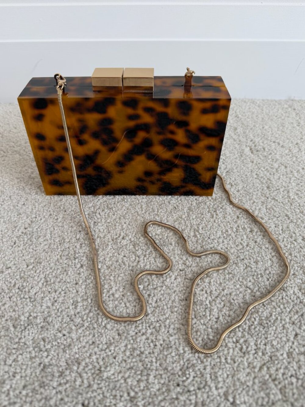 Zara Toroiseshell Acrylic Clutch With Detachable Strap